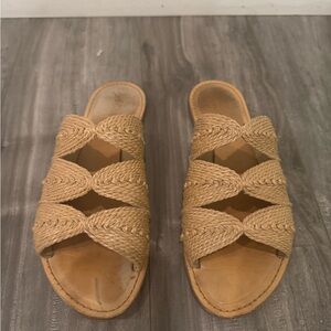 Women's Braided Slide Sandals - Beige